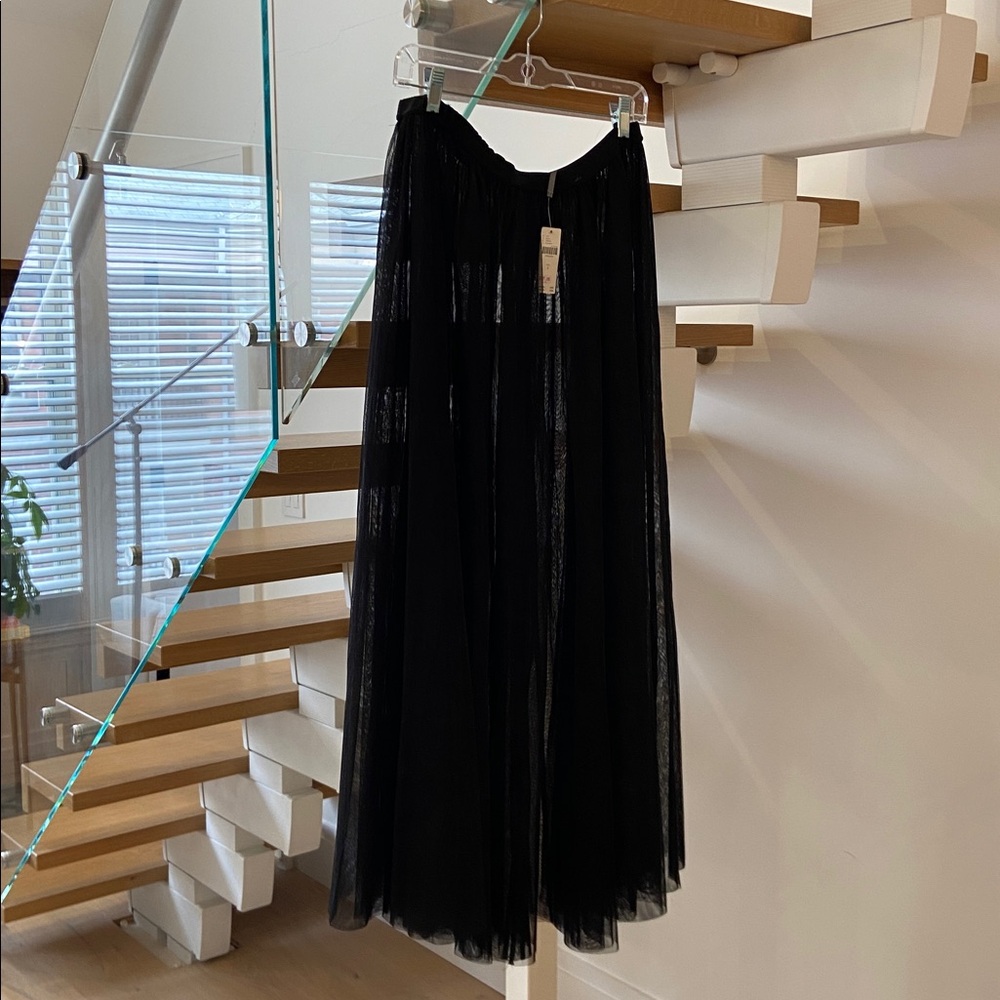 Anthropologie Black Sheer Maxi Skirt